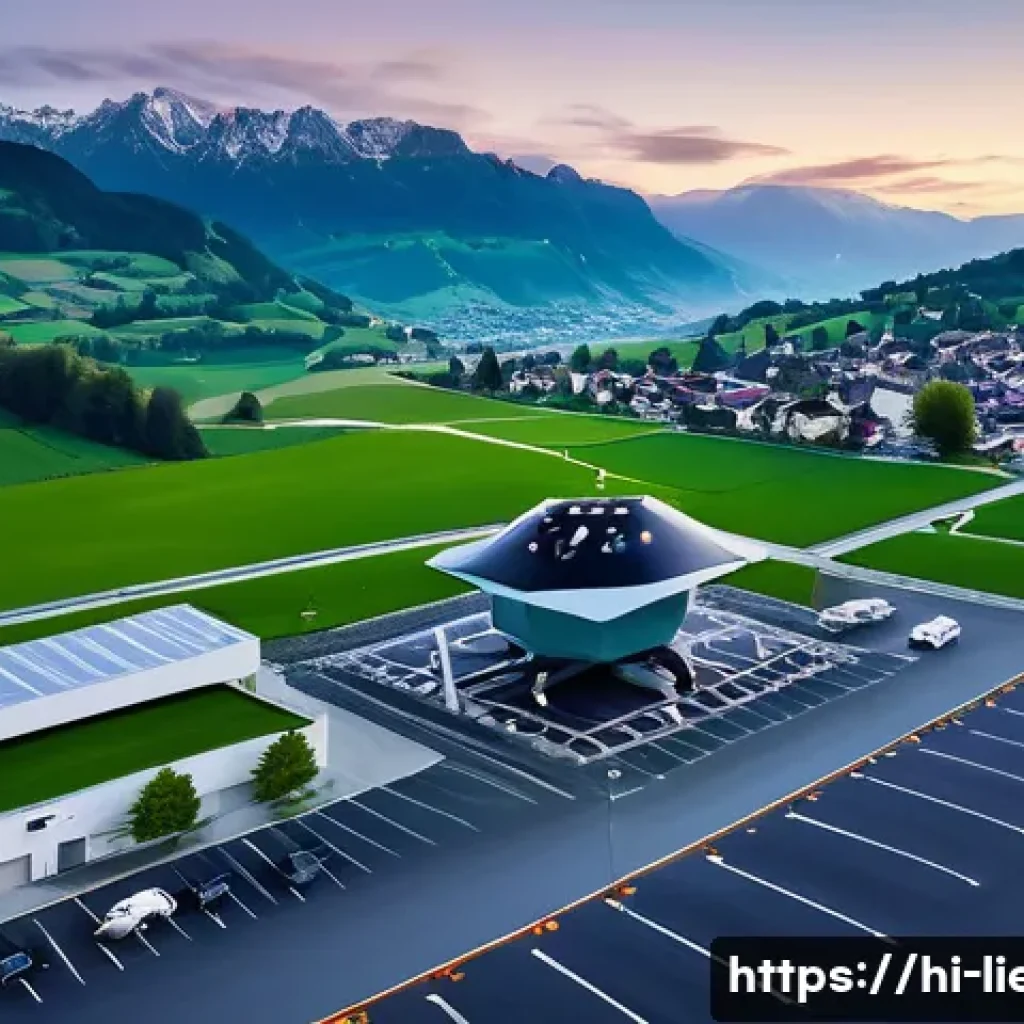 리히텐슈타인의 국방 및 군사 정책 - A detailed aerial view of Liechtenstein’s mountainous border region showcasing high-tech smart surve...