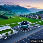 Home 22 리히텐슈타인의 국방 및 군사 정책 - A detailed aerial view of Liechtenstein’s mountainous border region showcasing high-tech smart surve...