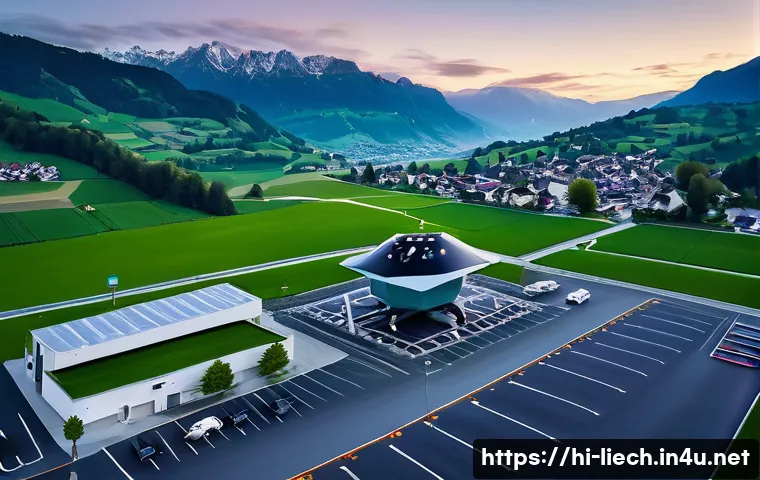 리히텐슈타인의 국방 및 군사 정책 - A detailed aerial view of Liechtenstein’s mountainous border region showcasing high-tech smart surve...