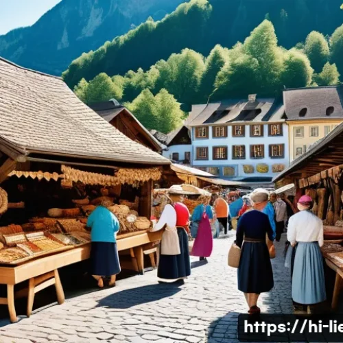 Home 32 리히텐슈타인의 전통 및 현대 문화 비교 - A vibrant traditional marketplace scene in Liechtenstein showcasing local artists and craftsmen at w...